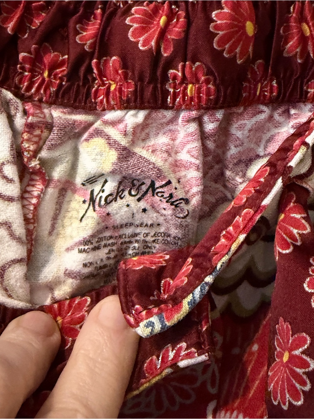Nick & Nora Burgundy Daisy Print Sleep Pants